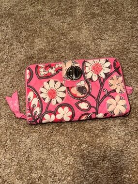 Pink Floral Zip-Around Wallet